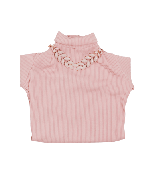 Cotton lace blouse with necklace