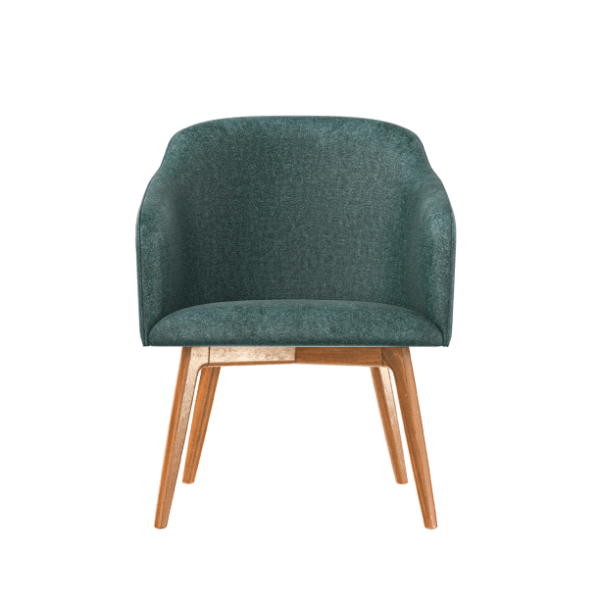 Scandinavian green chair with wooden legs 60x100 cm